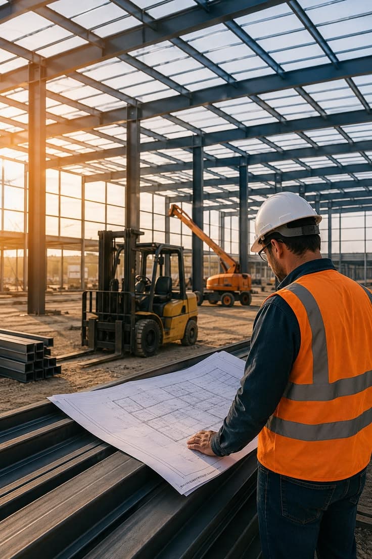 Construction team working on a building project