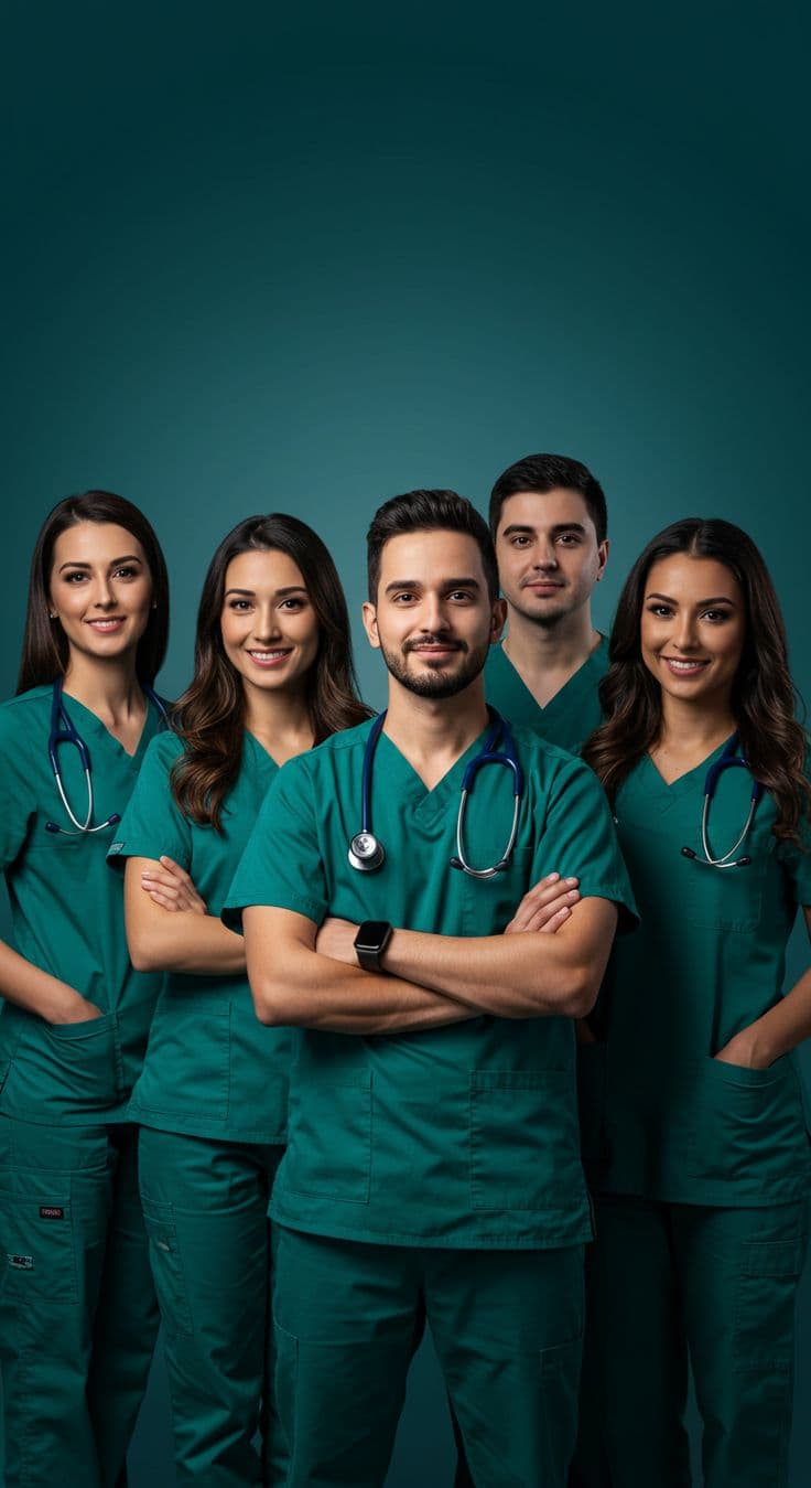 Nursing and healthcare professionals in a clinical setting